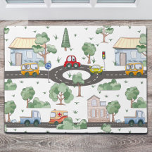 Kleine Stadt und Autos farbenfrohe Muster