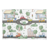 Kleine Stadt und Autos farbenfrohe Muster Kissenbezug (Vorderseite)