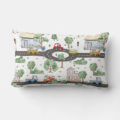 Kleine Stadt und Autos farbenfrohe Muster Lendenkissen (Rückseite)