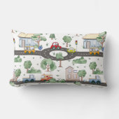 Kleine Stadt und Autos farbenfrohe Muster Lendenkissen (Vorderseite)