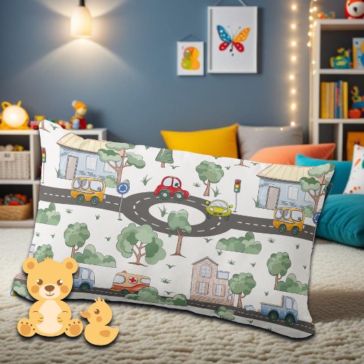 Kleine Stadt und Autos farbenfrohe Muster Lendenkissen