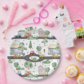 Kleine Stadt und Autos farbenfrohe Muster Pappteller (Party)