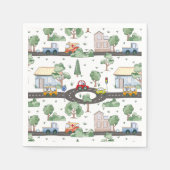 Kleine Stadt und Autos farbenfrohe Muster Serviette (Vorderseite)