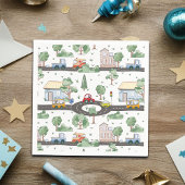 Kleine Stadt und Autos farbenfrohe Muster Serviette