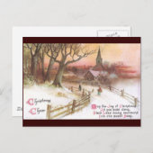 Kleine Stadt und Kirche bei Sonnenuntergang im Win Postkarte (Vorne/Hinten)