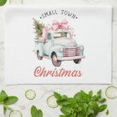 Kleine Stadt Weihnachten Pink Truck Weihnachten Geschirrtuch (Gefaltet)