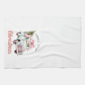 Kleine Stadt Weihnachten Pink Truck Weihnachten Geschirrtuch (Horizontal)