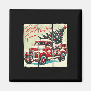 Kleine Stadt Weihnachten Roter LKW Weihnachtsbaum Magnet