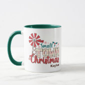 Kleine Stadt Weihnachten Rustikale Typografie Indi Tasse (Links)