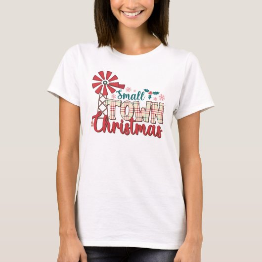 Kleine Stadt Weihnachten Windmühle Weihnachten Fra T-Shirt (Vorderseite)