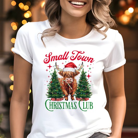 Kleine Stadt Weihnachtsclub Hochland Kuh Urlaub Tri-Blend Shirt
