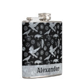 Kleine Steampunken Silberverzinkgestänge und -kräh Flachmann (Rechts)