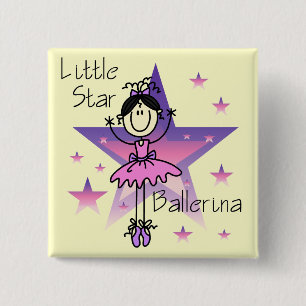 Kleine Stern-Ballerina-schwarze Haare Button