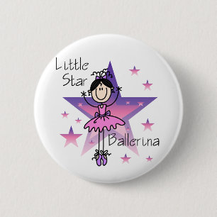 Kleine Stern-Ballerina-schwarze Haare Button