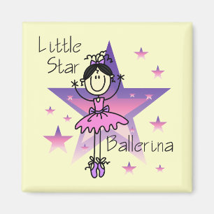 Kleine Stern-Ballerina-schwarze Haare Magnet