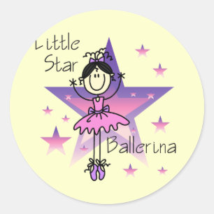 Kleine Stern-Ballerina-schwarze Haare Runder Aufkleber
