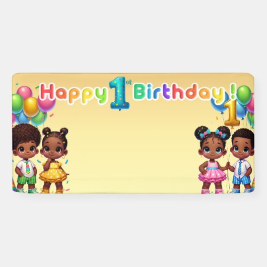 Kleine Sterne Erster Geburtstagsfeier Banner (Horizontal)