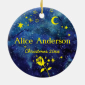 Kleine Sterne und personalisierter Name Keramik Ornament (Hinten)