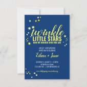 kleine Sterne Zwillinge BABY SHOWER oder SIP & SEE Einladung (Vorderseite)