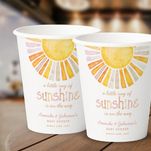 Kleine Strahl des Sonnenschein-Baby-Shower Pappbecher