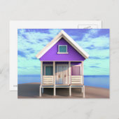 Kleine Strandhütte auf dem Sand Postkarte (Vorne/Hinten)