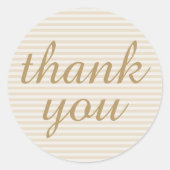 Kleine Streifen Beige Elfenbein Danke Aufkleber (Vorderseite)