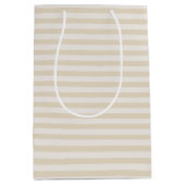 Kleine Streifen Beige Elfenbeinküste Elegante mitt Mittlere Geschenktüte (Vorderseite)