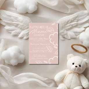 Kleine Stück vom Himmel rosa Babyparty Einladung