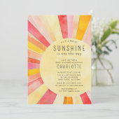 Kleine Sunshine Baby Dusche Einladung (Stehend Vorderseite)