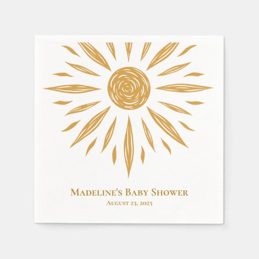 Kleine Sunshine Custom Baby Shower Napkin Serviette (Vorderseite)