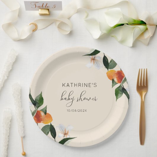 kleine Süsse Aquarell Zitrusbrasse Pappteller (Hochzeit)