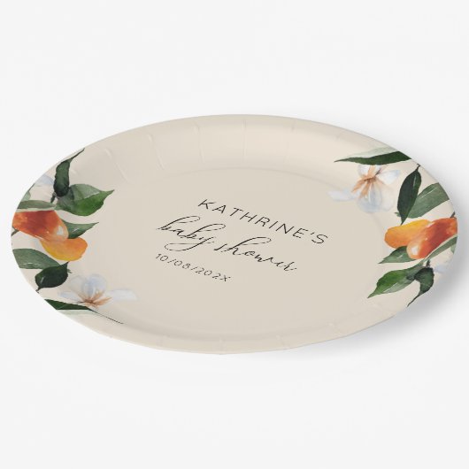 kleine Süsse Aquarell Zitrusbrasse Pappteller (Schrägansicht)