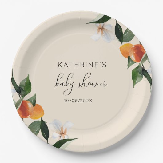 kleine Süsse Aquarell Zitrusbrasse Pappteller (Vorderseite)