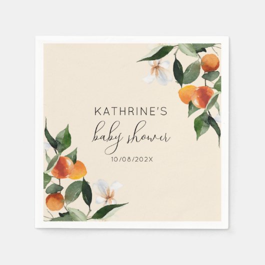 kleine Süsse Aquarell Zitrusbrasse Serviette (Vorderseite)