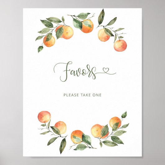 Kleine Süsse Aquarellorangen Favoritenzeichen Poster (Vorne)