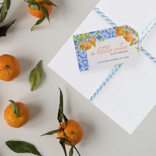 Kleine Süsse | Ästhetische blaue Tiles & Citrus Geschenkanhänger