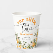 Kleine Süsse auf dem Weg Babydusche Orangen Pappbecher (Rückseite)