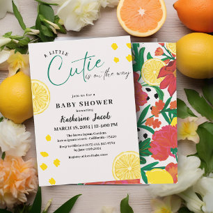 Kleine Süsse auf dem Weg Lemon Citrus Babydusche Einladung