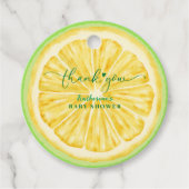 Kleine Süsse auf dem Weg Lemon Citrus Babydusche Geschenkanhänger (Vorderseite)