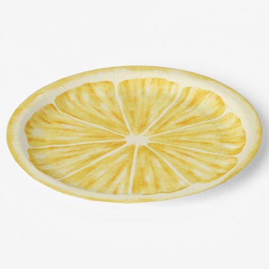 Kleine Süsse auf dem Weg Lemon Citrus Babydusche Pappteller (Schrägansicht)