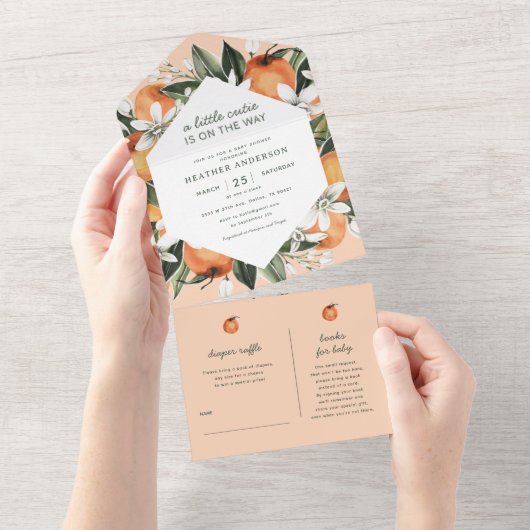 Kleine Süsse auf dem Weg zur Babydusche All In One Einladung (Abreißen)