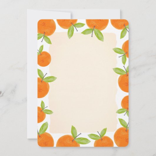 Kleine Süsse auf der Way Citrus Orangen Babydusche Einladung (Rückseite)