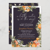 Kleine Süsse auf der Way Orange Citrus Baby Dusche Einladung (Vorne/Hinten)