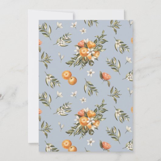 Kleine Süsse auf der Way Orange Citrus Baby Dusche Einladung (Rückseite)