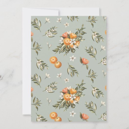 Kleine Süsse auf der Way Orange Citrus Baby Dusche Einladung (Rückseite)