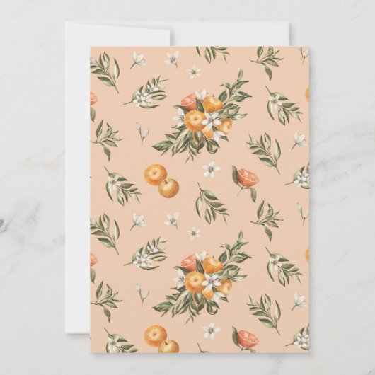 Kleine Süsse auf der Way Orange Citrus Baby Dusche Einladung (Rückseite)