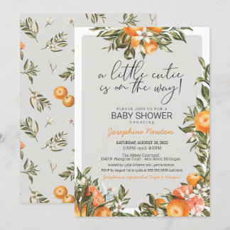 Kleine Süsse auf der Way Orange Citrus Baby Dusche Einladung