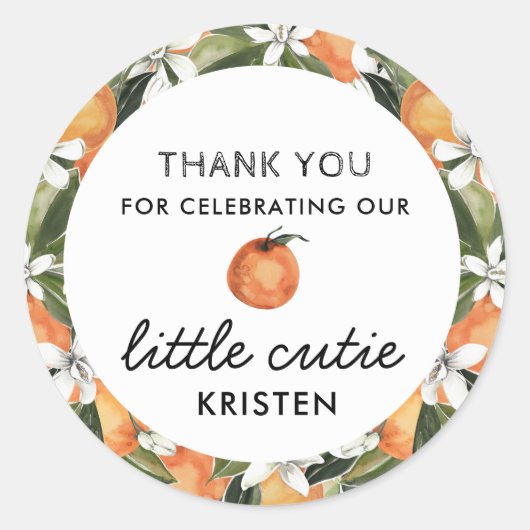 Kleine Süsse Baby Dusche Danke, dass Sie für Runder Aufkleber (Vorderseite)