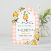 Kleine Süsse Baby Dusche Orange Citrus Arched Einladung (Stehend Vorderseite)