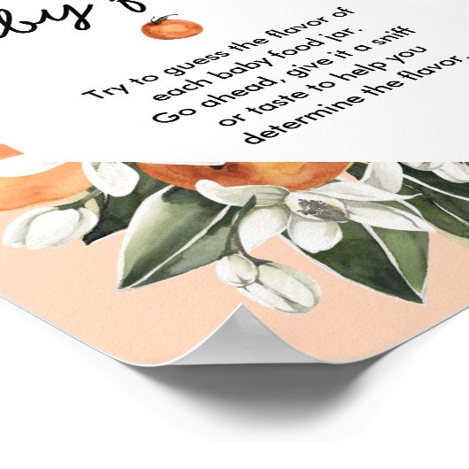 Kleine Süsse Baby Shower Baby Food Game Schild (Ecke)